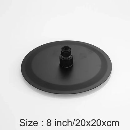 DecorBites™ Black 8-inch Stainless Steel Round Rain Shower Head for Bathroom