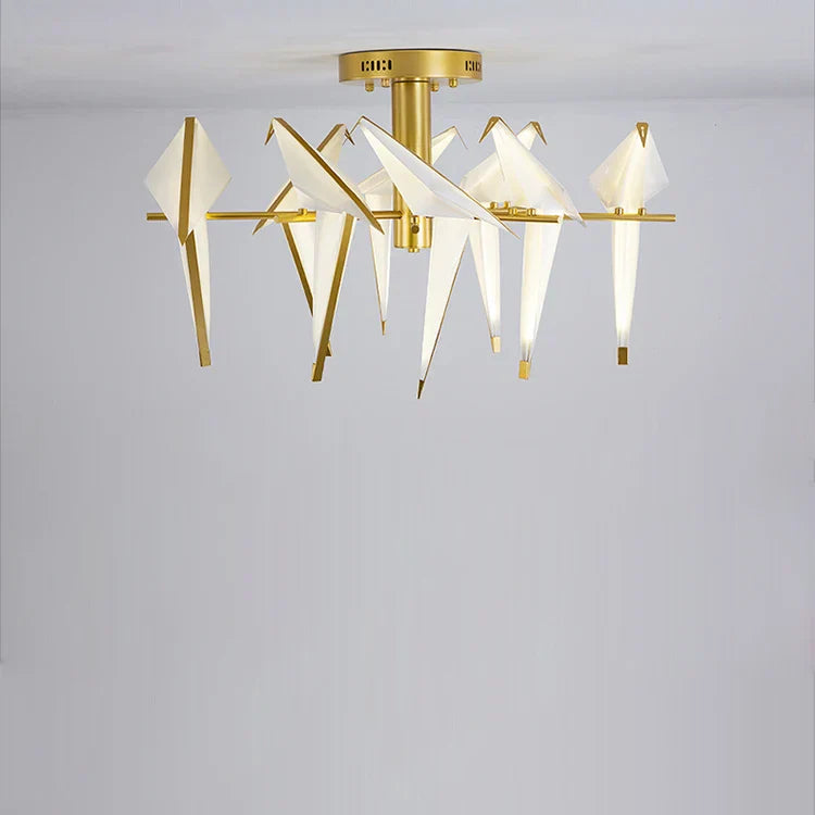DecorBites™ Love Bird Chandelier Lighting - White Gold Designer Lustre for Dining Room