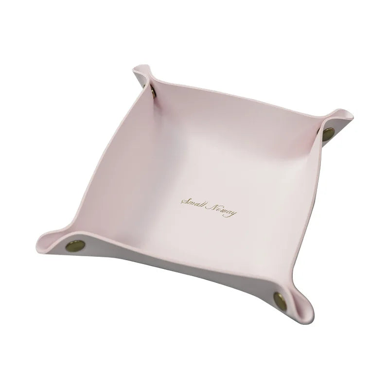 DecorBites™ Leather Desktop Organizer Tray: Home/Office Cosmetics, Jewelry, Key Storage Holder