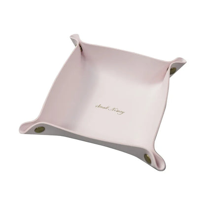 DecorBites™ Leather Desktop Organizer Tray: Home/Office Cosmetics, Jewelry, Key Storage Holder