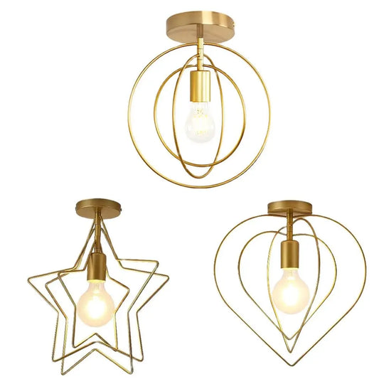 DecorBites™ Gold Metal Cage Vintage Pendant Light for Restaurant and Bar