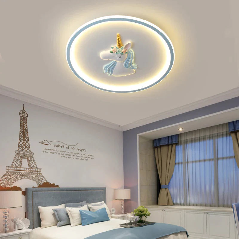 DecorBites™ Cartoon Kids Ceiling Lights Remote Control Chandelier 56W Blue Pink 220V
