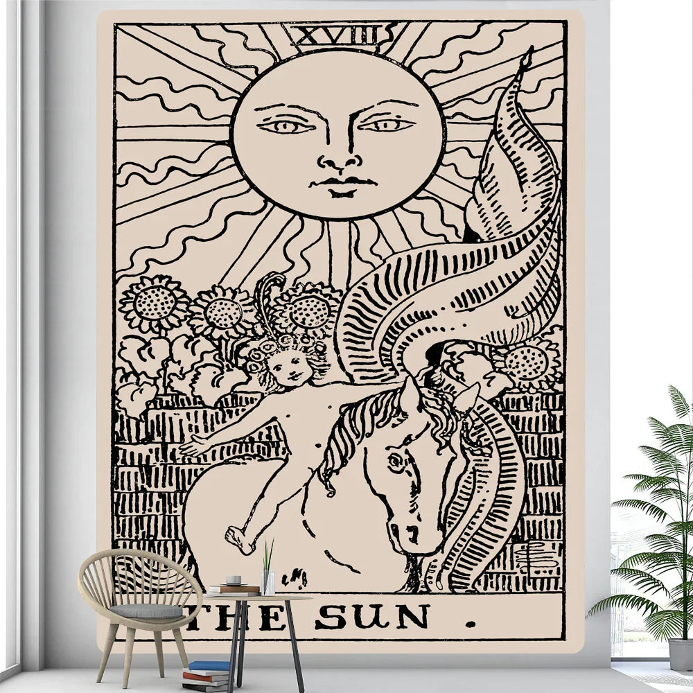 Decobites Tarot Card Psychedelic Tapestry Wall Hanging for Bohemian Home Decor