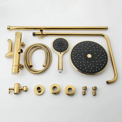DecorBites™ Gold Plated Thermostatic Shower Faucet Set with 8" Rainfall Head