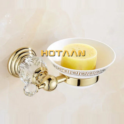 مجموعة إكسسوارات الحمام من ديكوربايتس™ باللون الذهبي الكريستالي: مجموعة أدوات الحمام النحاسية الفاخرة المثبتة على الحائط