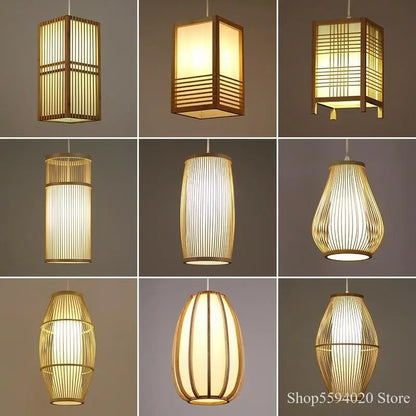 DecorBites™ Japanese Bamboo Chandelier Lights for Bedroom Living Room Tea Room Zen Lamps