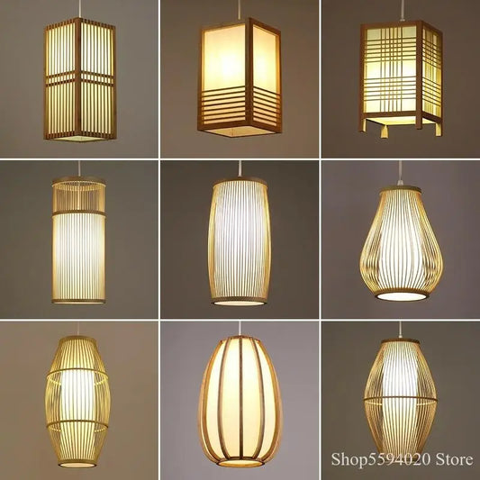 DecorBites™ Japanese Bamboo Chandelier Lights for Bedroom Living Room Tea Room Zen Lamps