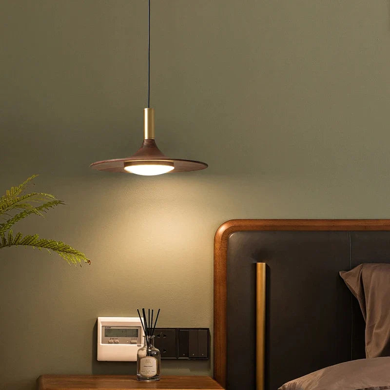 Lámpara colgante OVNI DecorBites™ de nogal negro: una lámpara de arte de lujo para el comedor.