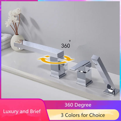 DecorBites™ Brushed Gold 3-Hole Widespread Bath and Shower Faucet with Hand Shower Head