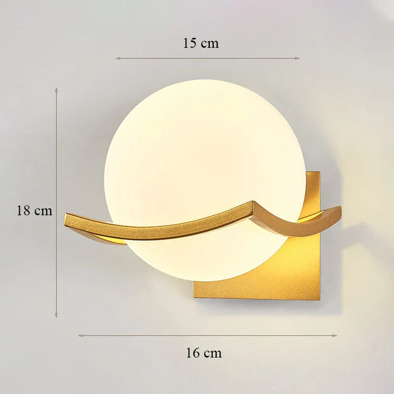 DecorBites™ Glass Shade Gold Wall Lamp for Bedroom Loft Design, Up Down Iron LED Wall Lights