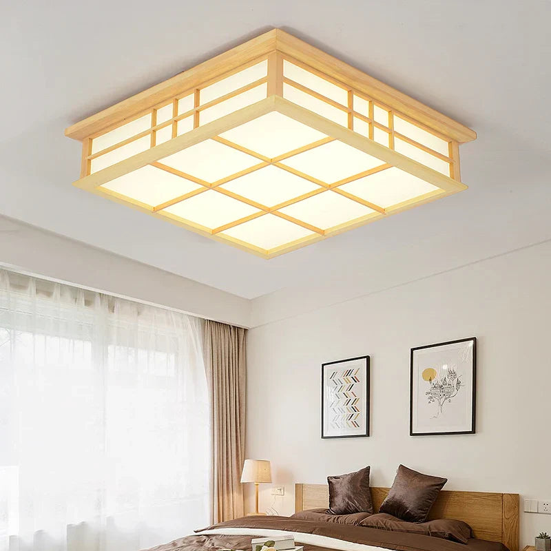 DecorBites™ Japanese Tatami Wood Ceiling Light LED, Dining Bedroom Study Room Lighting
