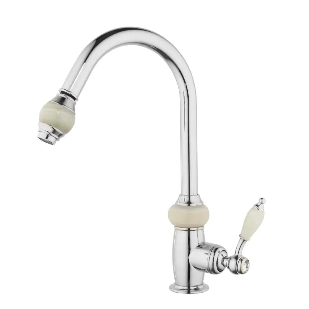 DecorBites™ Golden Jade & Diamond Handle Kitchen Faucet with Swivel Pull Out Function