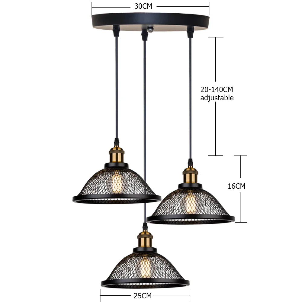 وحدة إضاءة معلقة من الحديد الأسود على شكل قفص شبكي من DecorBites™ للمطبخ، وغرفة النوم، وغرفة المعيشة، والمطعم