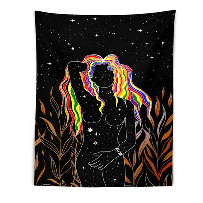 Decobites Moon Woman Tapestry: Psychedelic Art Wall Hanging for Boho Decor