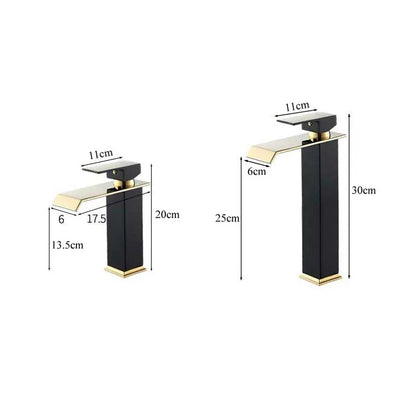 DecorBites™ Black Gold Basin Faucet Deck Mounted Bathroom Sink Tap Cold Hot Water Mixer