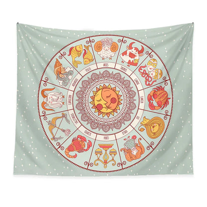 Decobites Zodiac Constellation Sun Moon Tarot Tapestry Wall Hanging