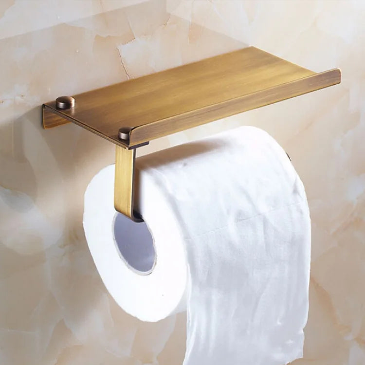 DecorBites™ Bathroom Paper Phone Holder Shelf Towel Rack Toilet Tissue Box Silver Gold
