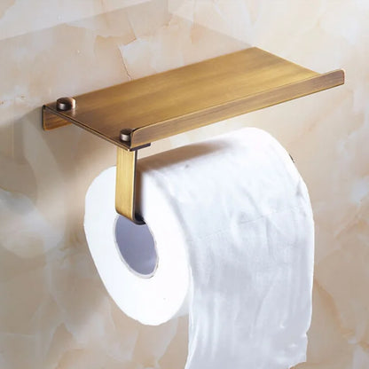 DecorBites™ Bathroom Paper Phone Holder Shelf Towel Rack Toilet Tissue Box Silver Gold