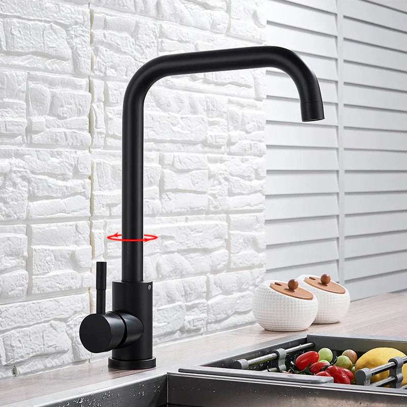 DecorBites™ Kitchen Faucet Hot Cold Water Mixer - Matte Black/Brushed Nickel Kitchen Taps
