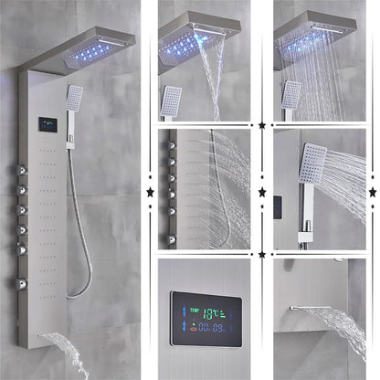 DecorBites™ LED Rainfall Shower Panel Set with Temperature Screen and Hand Sprayer