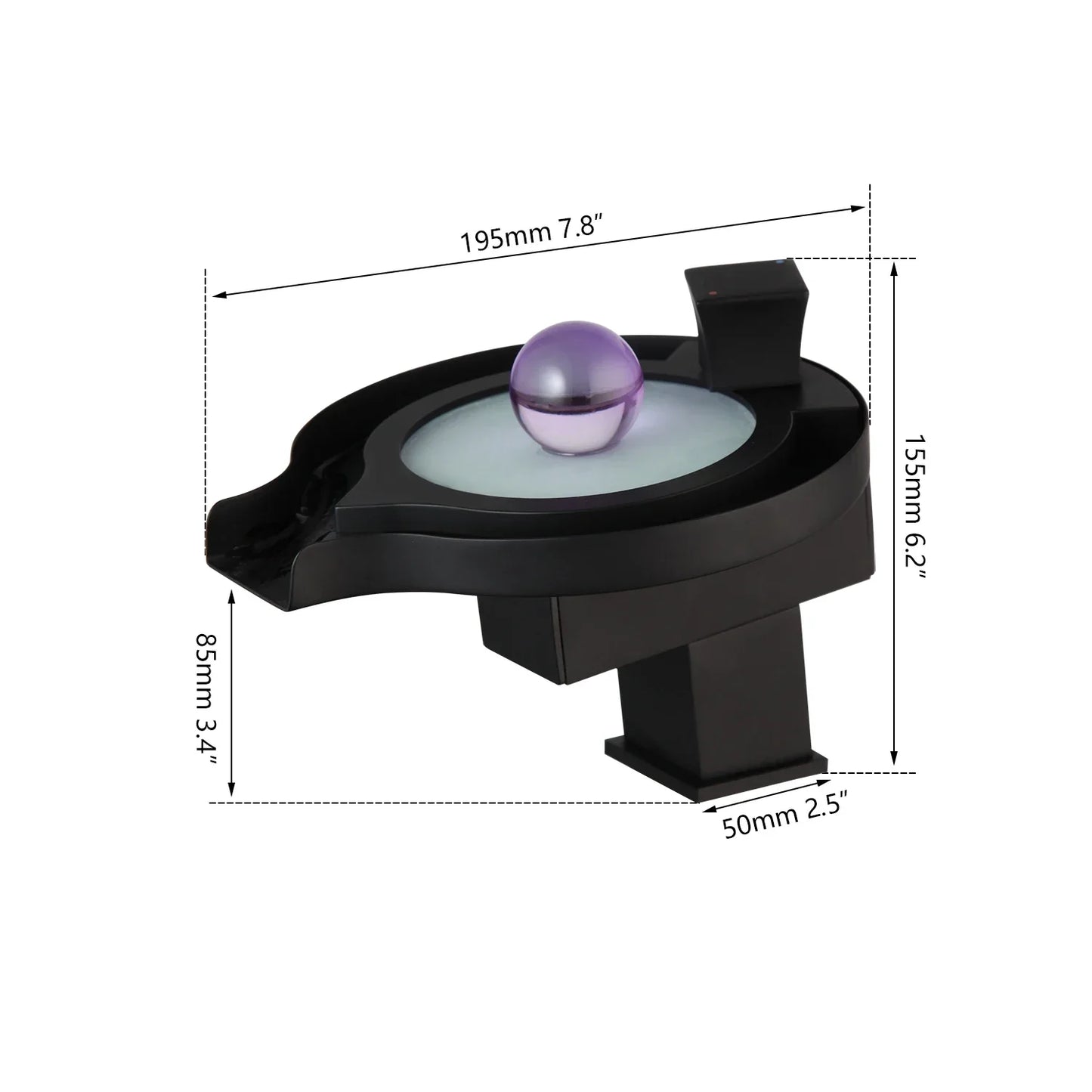 DecorBites™ Brass LED Waterfall Basin Faucet, Chrome/Black Mixer for Bathroom Sink