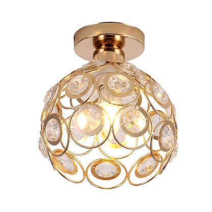 DecorBites™ Crystal Flush Mount Chandelier for Hallway Foyer, Modern Hollow Carved Ceiling Light