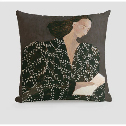 DecorBites™ Japanese Art Handmade Square Cushion Cover 45x45 for Literary Youth Fashion