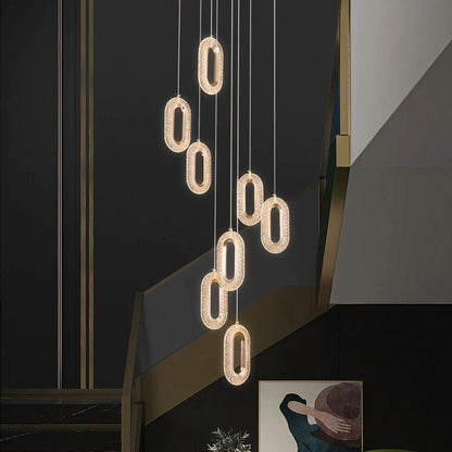 DecorBites™ Duplex Crystal Chandelier: Luxury Cantilevered Pendant Light for Villa Living Room & Staircase