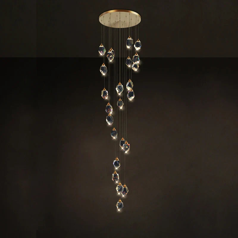 DecorBites™ Crystal Stone Copper Chandelier - LED Postmodern 2025 Lighting for Staircase