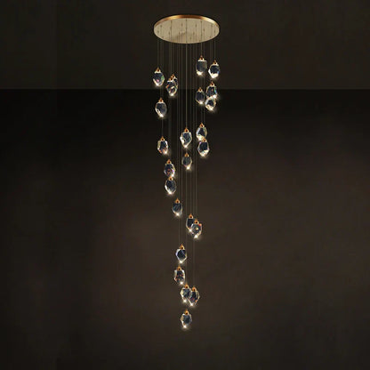 DecorBites™ Crystal Stone Copper Chandelier - LED Postmodern 2025 Lighting for Staircase