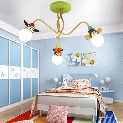 DecorBites™ مصباح سقف LED للحيوانات: قرد وحشي زرافة مصباح للأطفال لغرفة النوم.