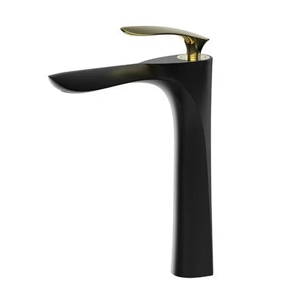 Decorbites™ Grifo de Lavabo Dorado con Asa Única Mezclador de Agua Caliente y Fría Montaje en Cubierta