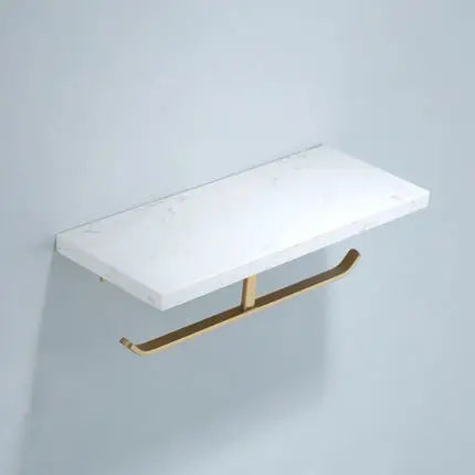 DecorBites™ Brass Marble Toilet Paper Holder Nordic Brushed Gold Bathroom Tissue Shelf