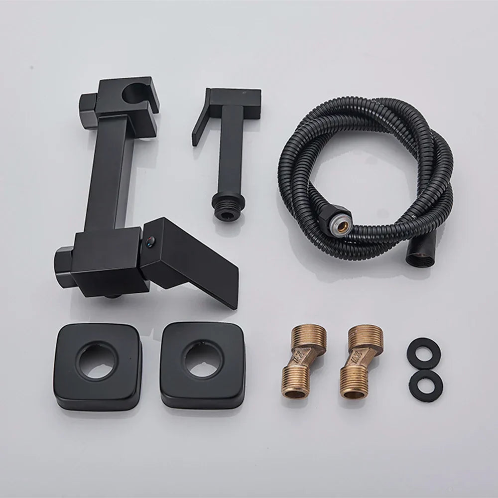 DecorBites™ Brass Bidet Sprayer Faucet Set - Hot Cold Mixer, Wall Mounted Toilet Shattaf
