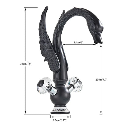 DecorBites™ Gold Brass Black Swan Bathroom Basin Faucet Luxury Single Mixer Tap Deck Mounted