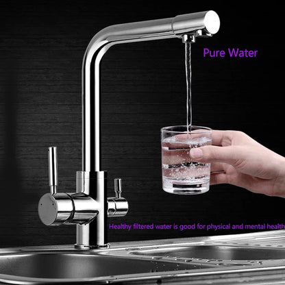 Decorbites™ Zweifachauslauf Chrom Küchenarmatur Wasserfilter Mischbatterie