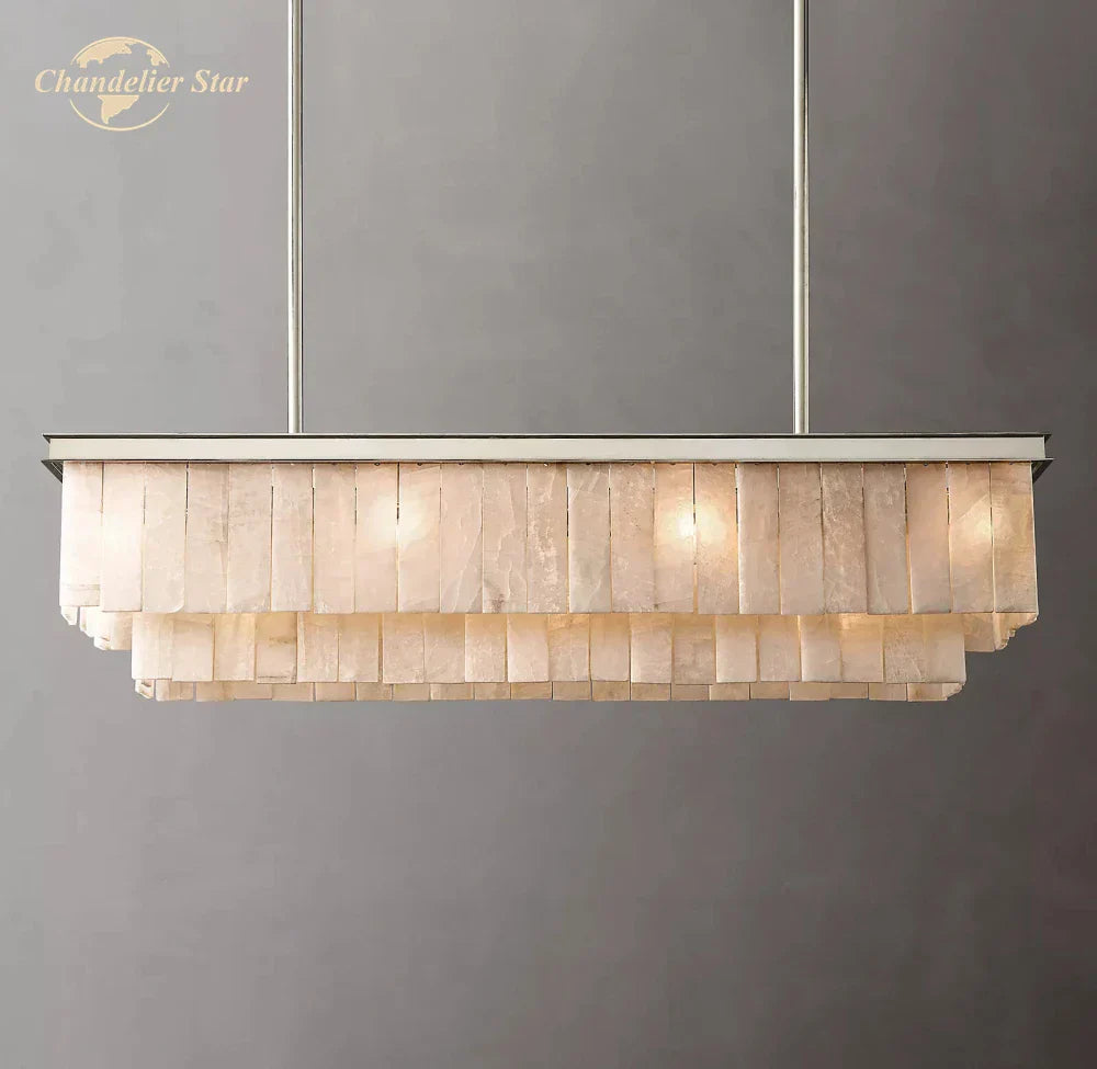 DecorBites™ LED Marble Glace Calcite Chandelier for Kitchen Island, Dining & Living Room