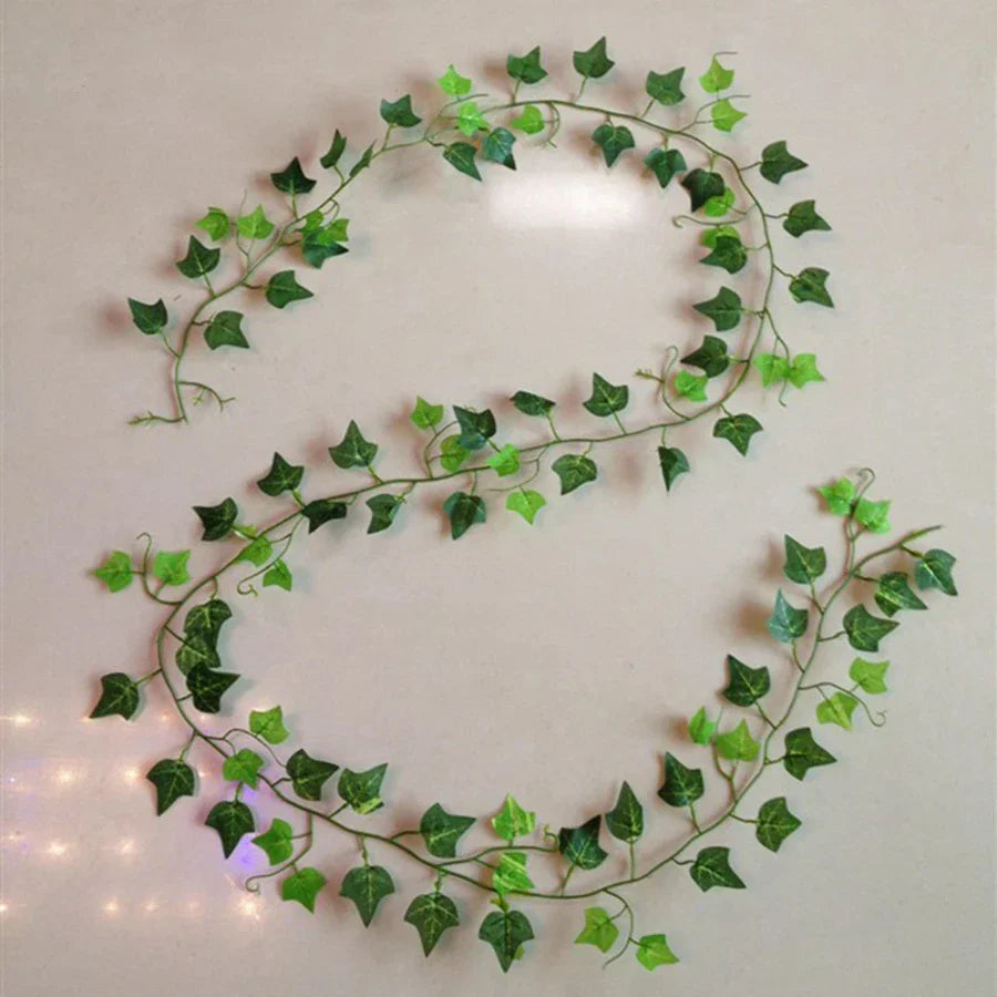 DecorBites™ Artificial Hanging Christmas Garland Green Silk Leaves for Home Wedding Garden