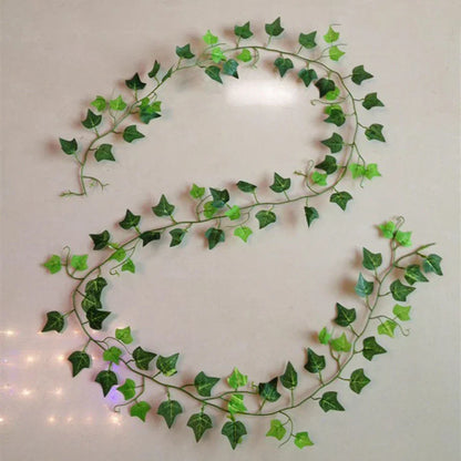 DecorBites™ Artificial Hanging Christmas Garland Green Silk Leaves for Home Wedding Garden