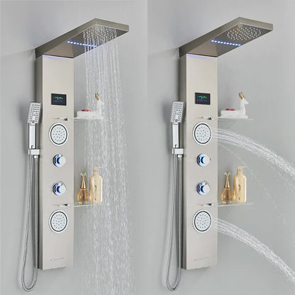 DecorBites™ LED Brushed Nickel Shower Panel Set with Temperature Screen