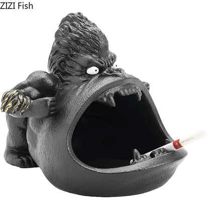 DecorBites™ Gorilla Ceramic Ashtray: Cartoon Animal Decor & Gift
