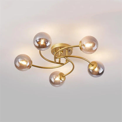 DecorBites™ Glass Bulb LED Ceiling Light Fixture for Modern Living Room and Kitchen