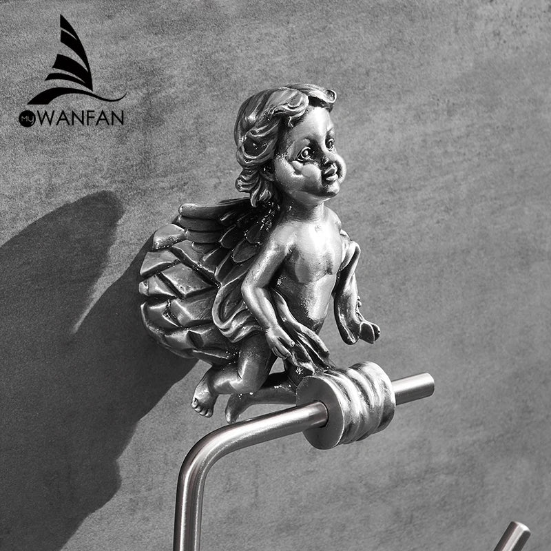 DecorBites™ Gold Brass Angel Towel Ring Wall Rack for Bathroom - MB-0786B