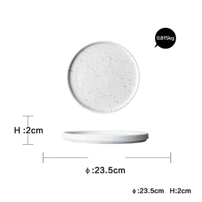 DecorBites™ Ceramic Dinner Plate Set - Round Western Meal Plate, Steak Dish, Rice Bowl