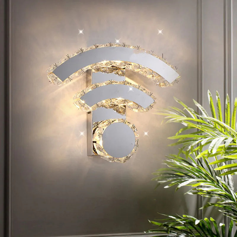 DecorBites™ Chrome Crystal LED Wall Sconce for Bedroom Home Decor, Modern Mirror Design