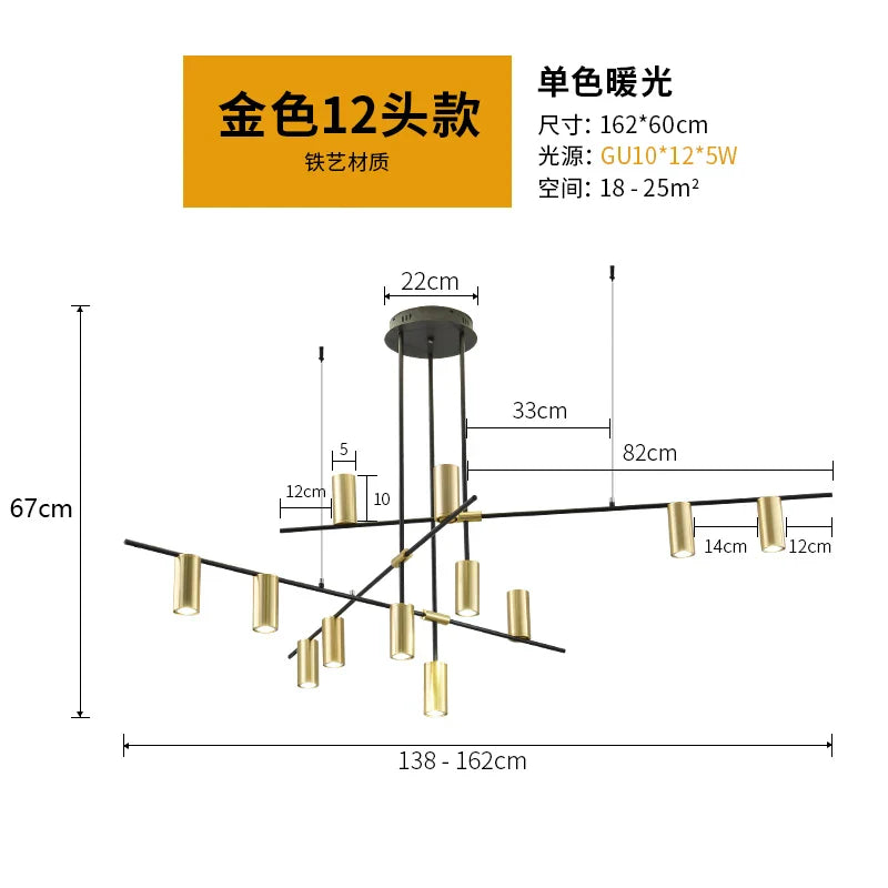 DecorBites™ Designer Black Long Chandelier Lights for Modern Minimalist Dining Room