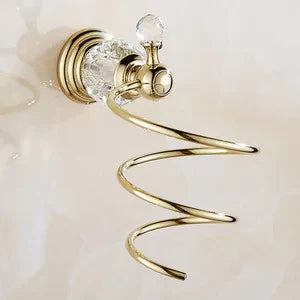 مجموعة إكسسوارات الحمام من ديكوربايتس™ باللون الذهبي الكريستالي: مجموعة أدوات الحمام النحاسية الفاخرة المثبتة على الحائط