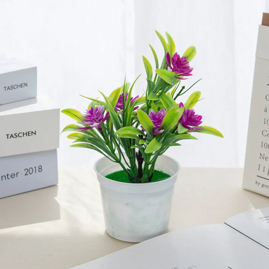 DecorBites™ Artificial Flowers Bonsai Vase Mini Potted Home Decor Wedding DIY Flowerpot