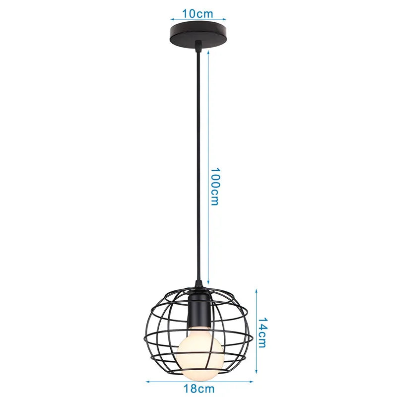 Black Retro Cage Pendant Light