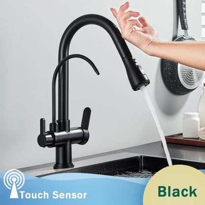 DecorBites™ Black Dual Modes Kitchen Faucet 2 in 1 Pure Water Mixer Tap